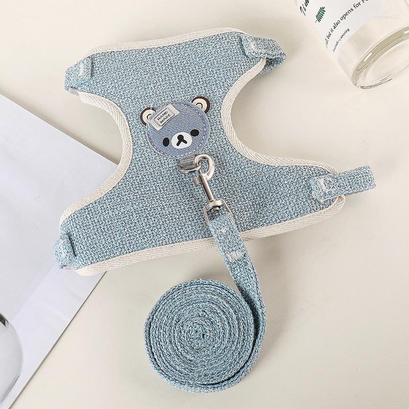 Dog Collars Small Pet Out Rope Cat Guinea Pig Clothes Chest Strap Vest Type Cartoon Bear Traction Harness Collar