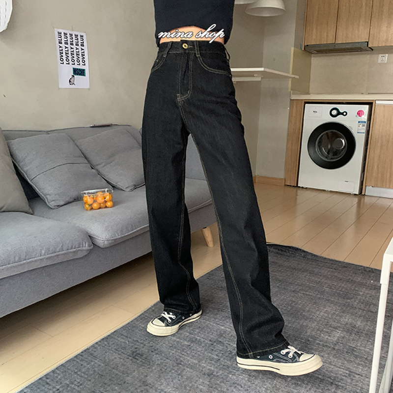 Women's Jeans Vintage High Waist Women Black Jeans Korean Fashion Streetwear Wide Leg Jean Female Denim Trouser Straight Baggy Mom Denim Pants 23