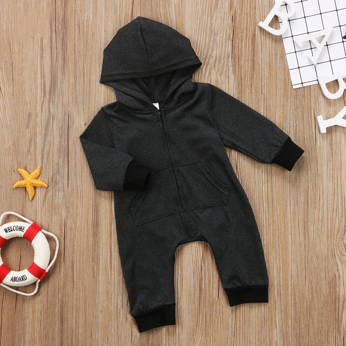 Rompers 024M Baby Boy Clothes Infant Warm Long Sleeve Zipper Romper born Jumpsuit Kid Hooded Girl Sweater Outfit 230823