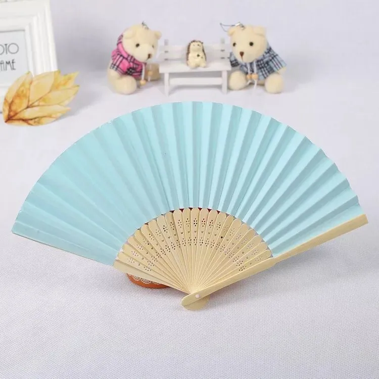 Wedding Favors Gifts Elegant Solid Candy Color Silk Bamboo Fan Cloth Wedding Hand Folding FansDHL ZZ