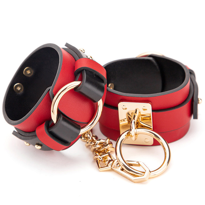 Bondage High Quality Leather Red Handcuff Anklecuffs Eye Mask Collar Sexy Adult Games Erotic Bdsm Sex Toys for Women Lovers 230824