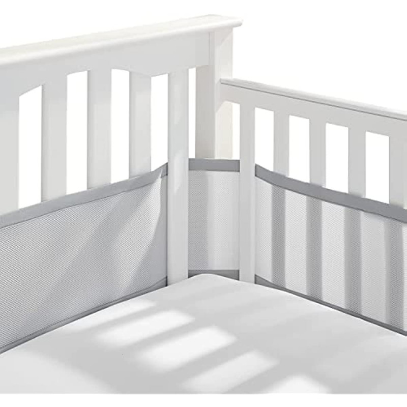 Bed Rails Baby Mesh Crib Bumper 2PcsSet Liner Breathable Summer Infant Bedding Bumpers born Cot Around Protector 230824