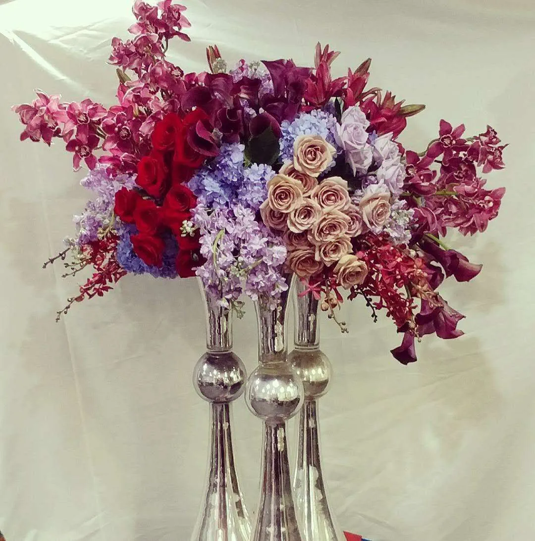 29 Inch Gold Reversible Trumpet Centerpiece Vase Wedding Decoration Table Centerpiece Gold Silver Floral Stand Trumpet VaseZZ