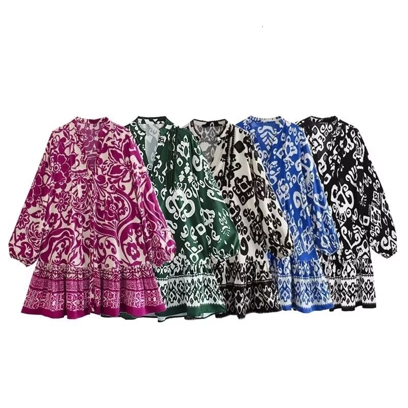 Basic Casual Dresses Spring And Summer Women Dress Ladies Slim Fashion Printing For High Street Female Clothes 230823