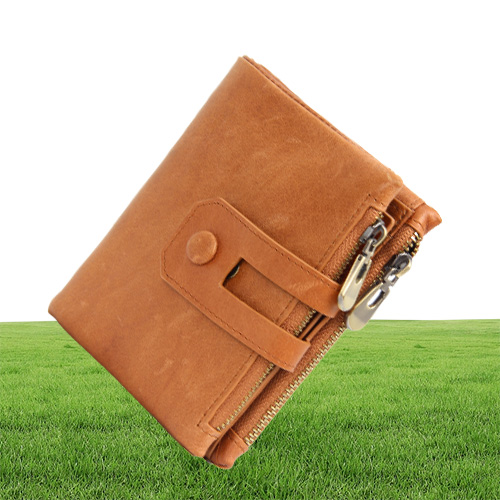 Men039s Wallet RFID Blocking Vintage Genuine Leather Wallet With Zipper Pocket for Men