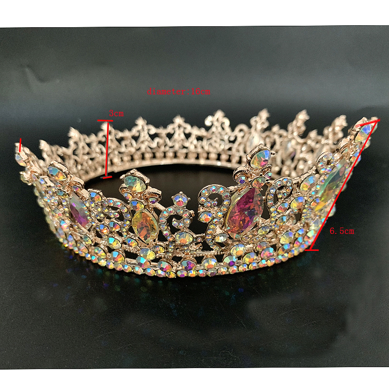 Wedding Hair Jewelry Crystal Tiaras Baroque Marquise Rose Gold AB Queen Whole Round Crowns Diadem Prom Accessories Gift 230824