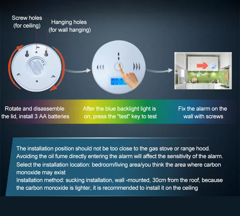 Other Home Garden 1 6 LCD CO Sensor Work Alone Built In 85dB Siren Sound Independent Carbon Monoxide Poisoning Warning Alarm Detector Kitchen 230824
