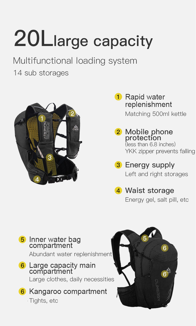 Backpacking Packs AONIJIE Black C9110 C9111 20L 30L Sports Running OffRoad Backpack Daypack Travel Bag for Trekking Climbing Camping 2L Water 230824