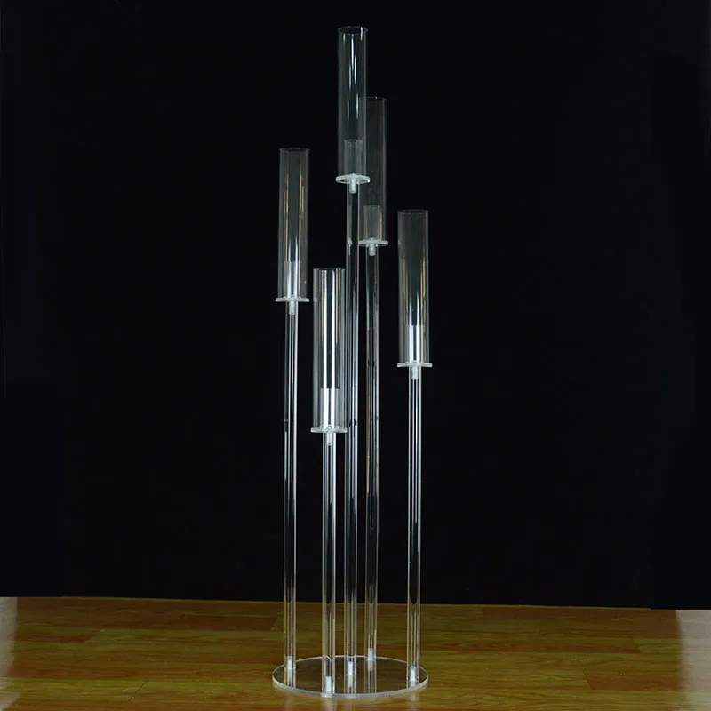 41 Inch Tall Candelabra Crystal Candelabra Wedding Centerpieces Acrylic Clear Candle Holder Decorative 5 Arm Candle HolderZZ