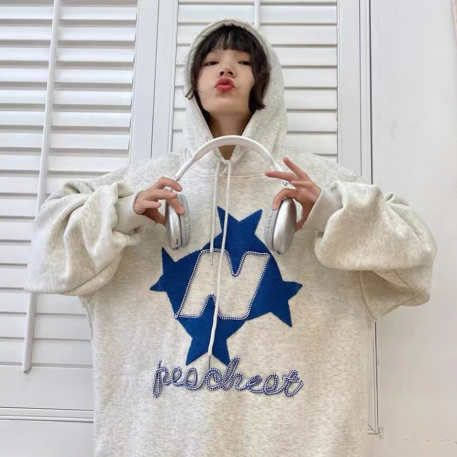 Men's Hoodies Sweatshirts Aelfric Eden Stellaris Embroidered Hoodie Y2K Star Letters Pullover Streetwear Hiphop Retro Splicing Harajuku Casual Ho