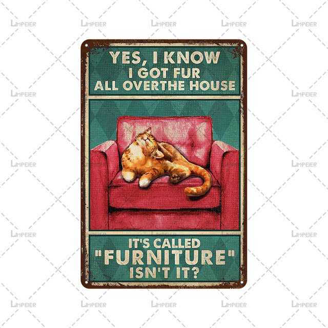 Funny Black Cat Tin Sign Cats and Golf Metal Plaque Vintage Cartoon Animals Tin Plate Metal Wall Sticker for Man Cave Home Pethouse Club Decor 30X20CM