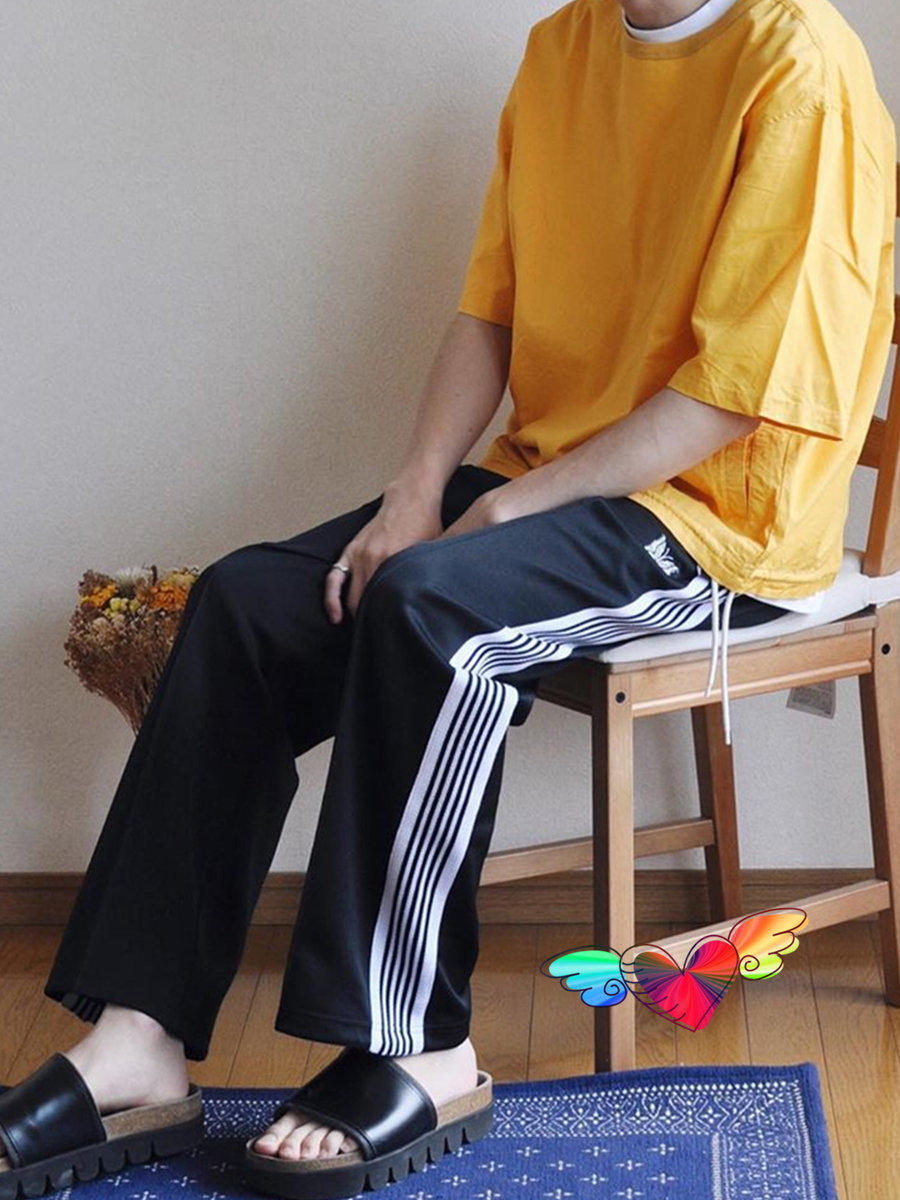 Men s Tracksuits 2023 Classic Multicolor Stripes Needles Pants Men Women 1 High Street AWGE Embroidered Butterfly Track Trousers 230823