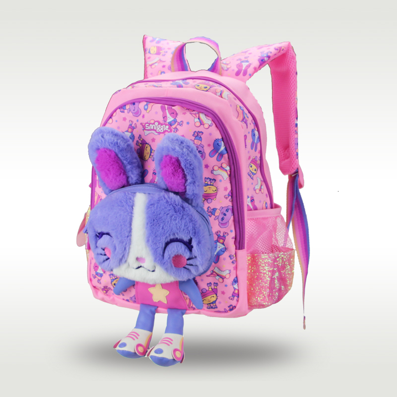 Backpacks Australia Smiggle original selling childrens schoolbag high quality cute purple rabbit plush girl bag 36 years old 14 inch 230823