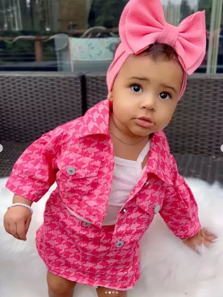 Clothing Sets 2023 Arrival Kids Summer clothing Coats and Striped short Dress 7 years old baby girls tracksuits Y2K children's 230823