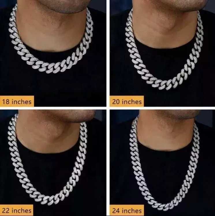 necklace moissanite Wholesale price vvs 2 rows miami gold chain sterg sier dia cuban