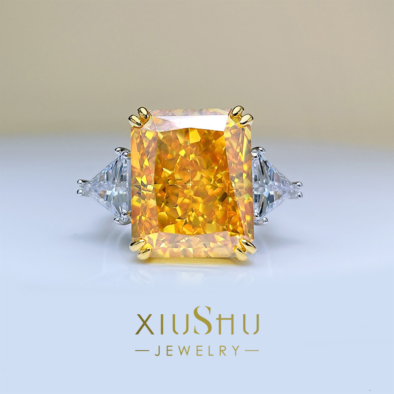 Wedding Rings 16 Carat Super Flash Crushed Ice Cut Large Diamond Ring Women S Cherry Blossom Pink Fashion 925 Sterling Silver 230824