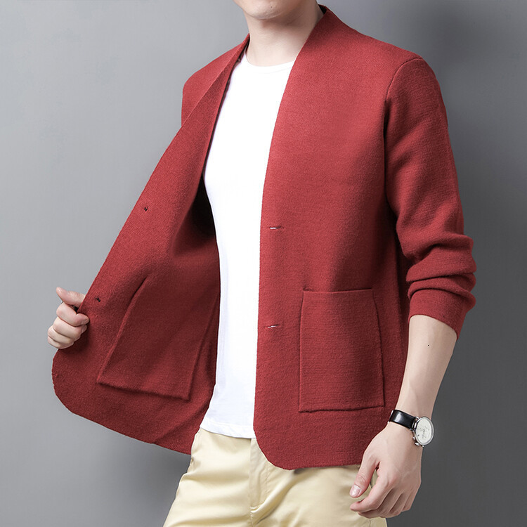 Men's Sweaters Men Knitted Blazer Coat Man Long Sleeve Cardigan 230823