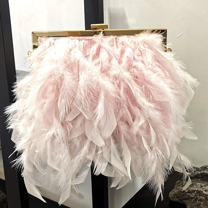 Factory wholesale women shoulder bags 12 colors sweet luxury ladies Mao Mao chain bag banquet dress Pearl handbag popular fire feather handbags 2518#