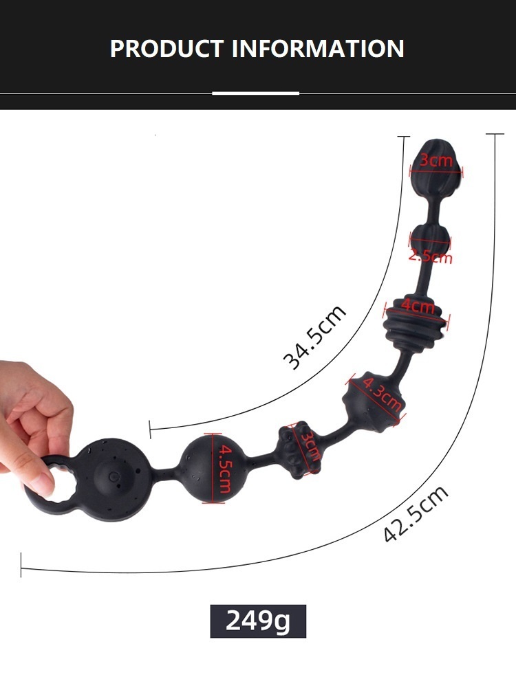 Briefs Panties 42cm Super Long Butt Plug with 3 Vibrating Anal BallsBeads Made of Silicone for Gay Men Women Couple Erotic Sex Games Play 230824