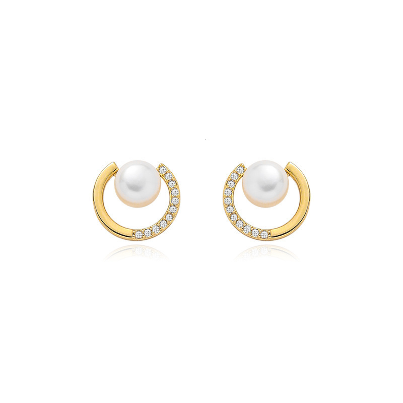 Ear Cuff S925 Silver Pin Exquisite Small Natural Pearl Round Zirconia Earrings French Temperament Simple and Versatile 230823