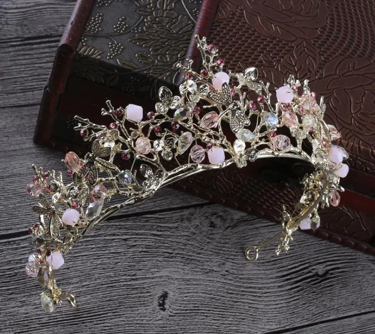 Baroque Korean Gold Crystal Princess Bridal Crowns And Tiaras Queen Rhinestone Handmade Wedding Accessories Prom Birthday Party ZZ