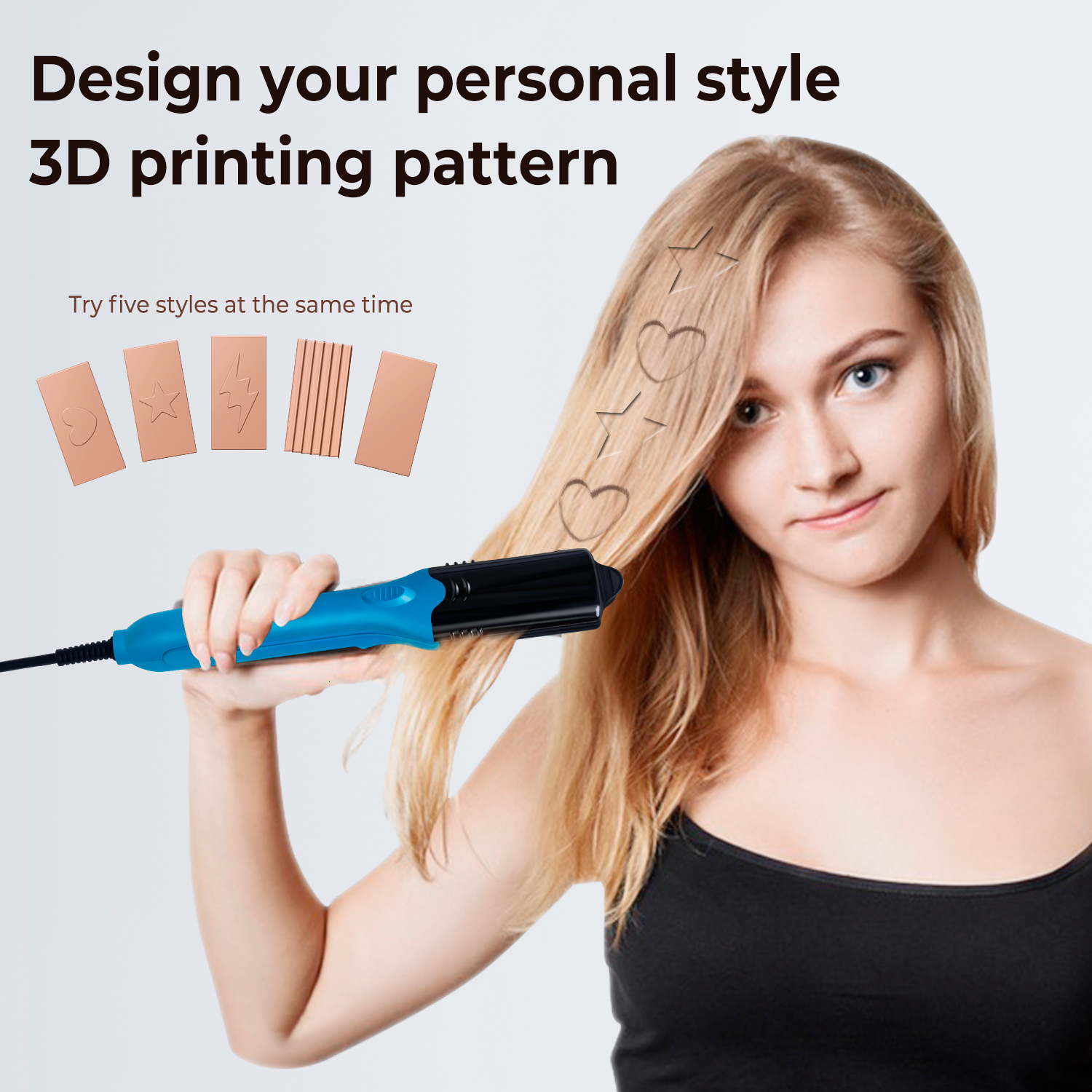 Hair Straighteners Straightener First 3D Image Imprinting Iron Comes with 5 Different Plates Including For 230823