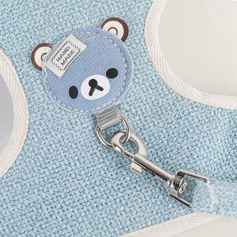 Dog Collars Small Pet Out Rope Cat Guinea Pig Clothes Chest Strap Vest Type Cartoon Bear Traction Harness Collar