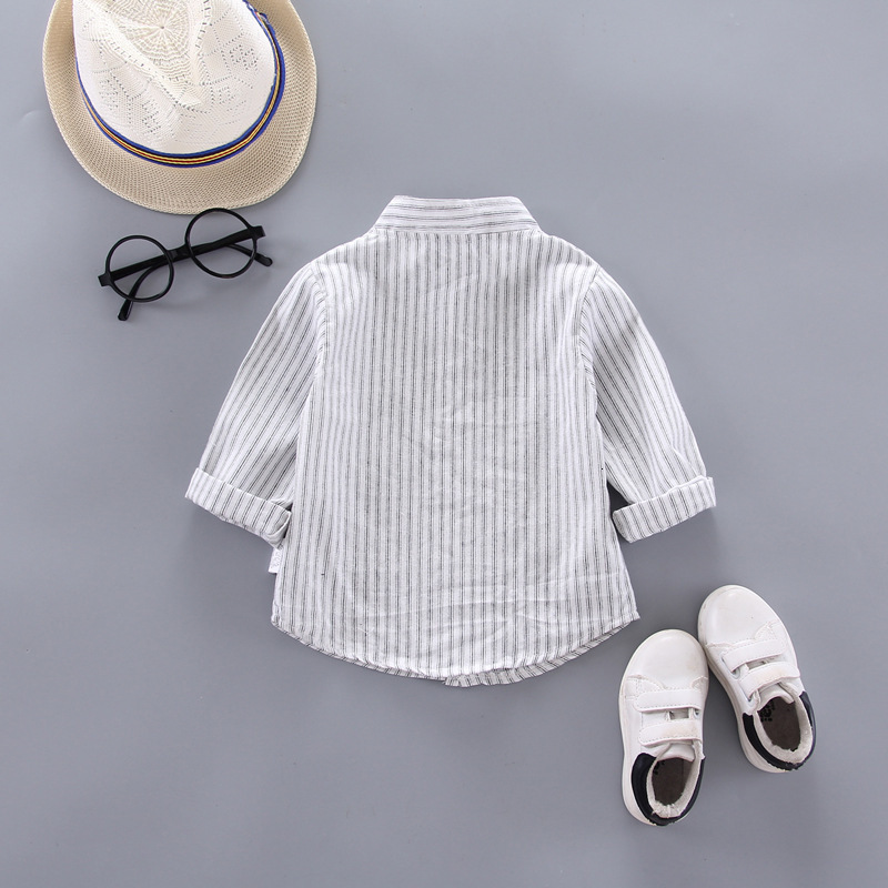 Kids Shirts IENENS Spring Thin Baby Boys Long Sleeve Striped Print Tops Tees Casual Blouse 230823