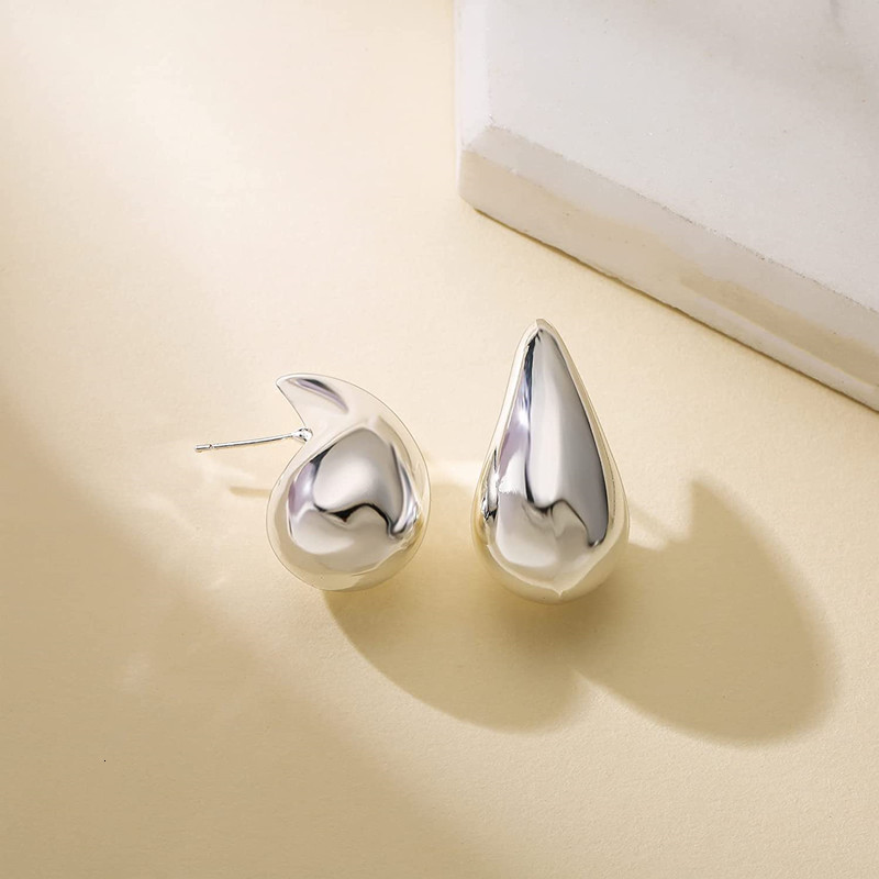 Charm Water Drop Stainless Steel Stud Earrings For Women Teardrop Droplet Hollow Gold Color Waterproof Hypoallergenic 230823