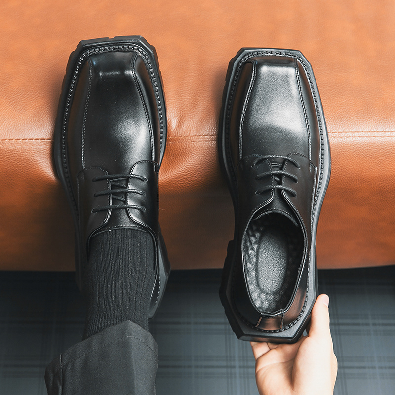 Dress Shoes Golden Sapling Wedding Shoes for Men Fashion Casual Business Flats Leisure Party Dress Footwear Retro Platform Men's Formal Shoe 2308