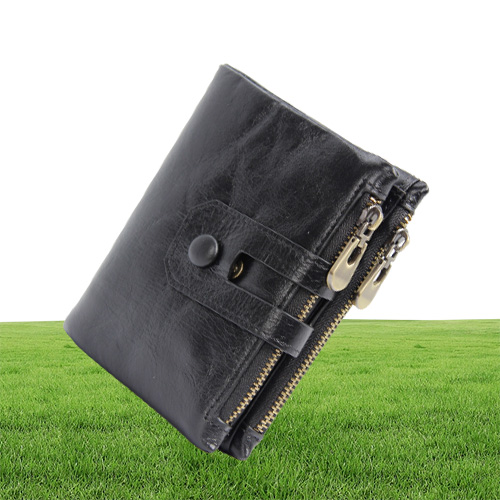 Men039s Wallet RFID Blocking Vintage Genuine Leather Wallet With Zipper Pocket for Men