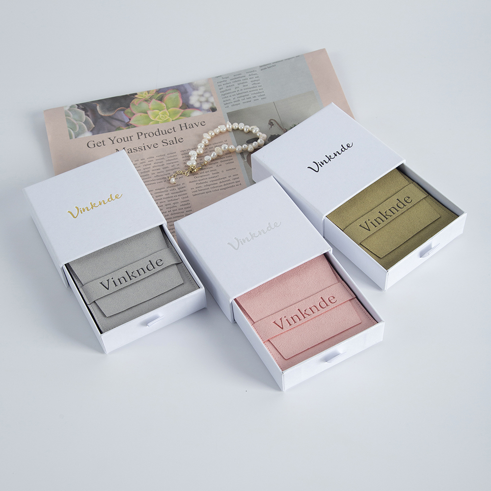 Cuff Links Jewelry Box Bag Set Custom Paper Sliding Drawer Microfiber Envelope Gift Ring Earrings Organizer Carton 230824