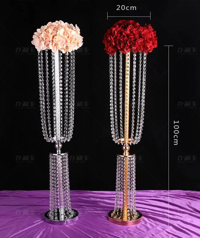 Crystal Beaded Chandelier Centerpiece Riser Top Candle Floral Plate Wedding Decoration T table Decoration Centerpieces for 11 Event ZZ