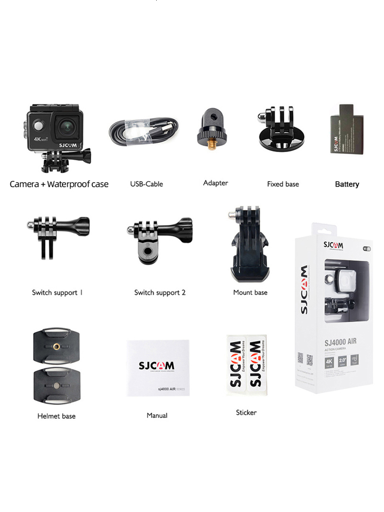 Weatherproof Cameras SJCAM Action Camera SJ4000 AIR 4K 30PFS 1080P 4x Zoom WIFI Motorcycle Bicycle Helmet Waterproof Cam Sports Video l230823
