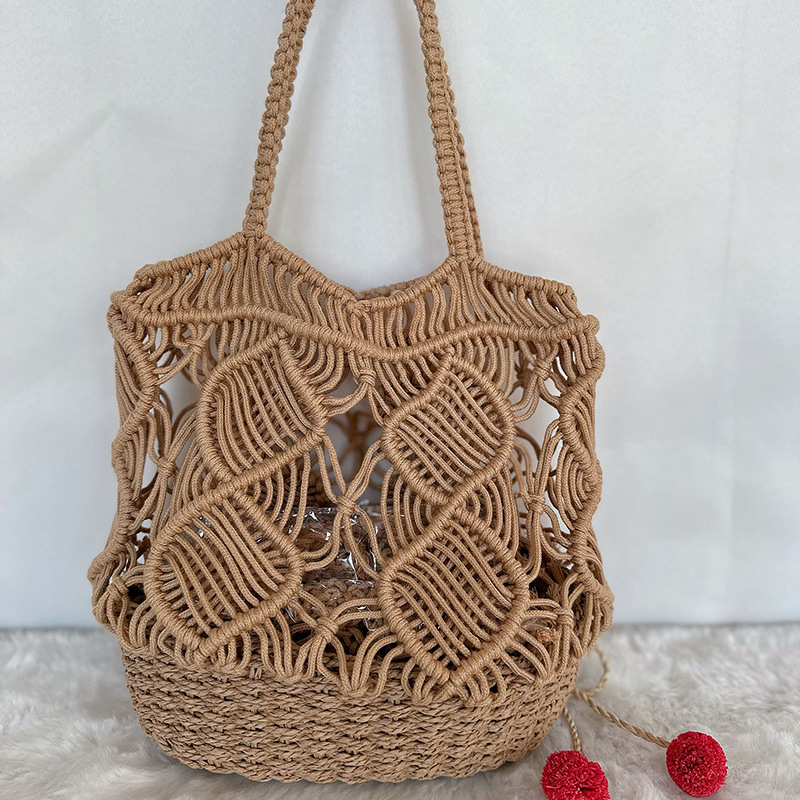 Evening Bags Women Shoulder Bag Fashion Hand Made Beach Bag Bohemian Straw Woven Bag Retro Simple Large Capacity Basket Bag 230824