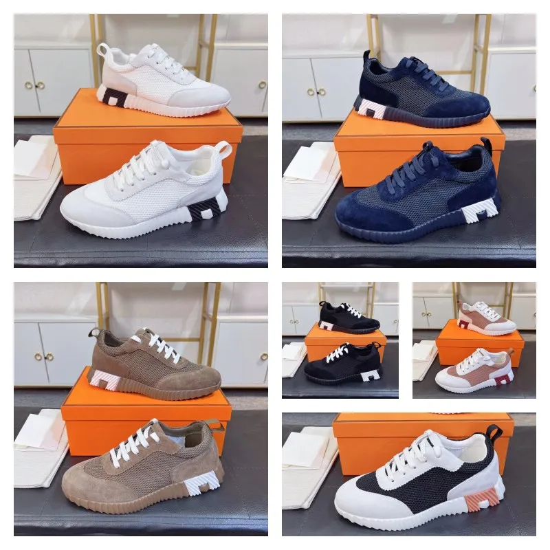 Bouncing Sneakers Designer Shoes Men Sneaker Women Running Shoe Antiskid Light Sole Platform Sneaker Suede Trainers Breathable Mesh Trainer