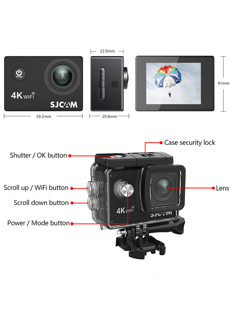Weatherproof Cameras SJCAM Action Camera SJ4000 AIR 4K 30PFS 1080P 4x Zoom WIFI Motorcycle Bicycle Helmet Waterproof Cam Sports Video l230823