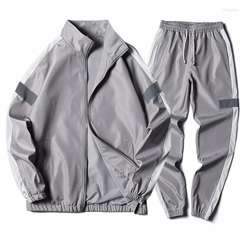 Men's Tracksuits Dropship Patchwork Set Pria Kasual Hip Hop 2023 Gaya Korea 2 Potong Pakaian Streetwear Olahraga Kebugaran
