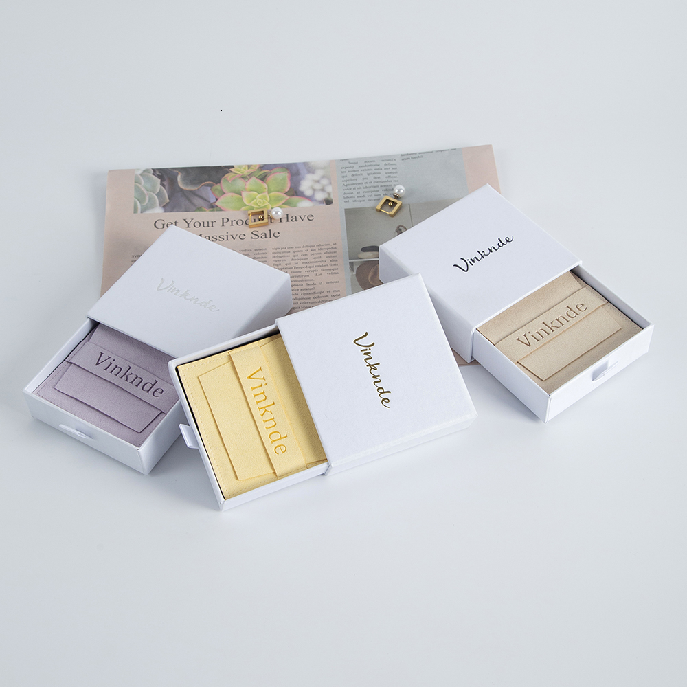 Cuff Links Jewelry Box Bag Set Custom Paper Sliding Drawer Microfiber Envelope Gift Ring Earrings Organizer Carton 230824