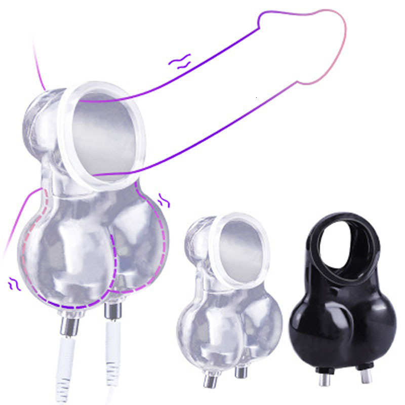 Adult Toys BDSM Electro Shock Scrotum Ring Sex Ball Stretcher Chastity Electric Cock Cage Device Penis Stimulator Sleeve Male Toy 230824