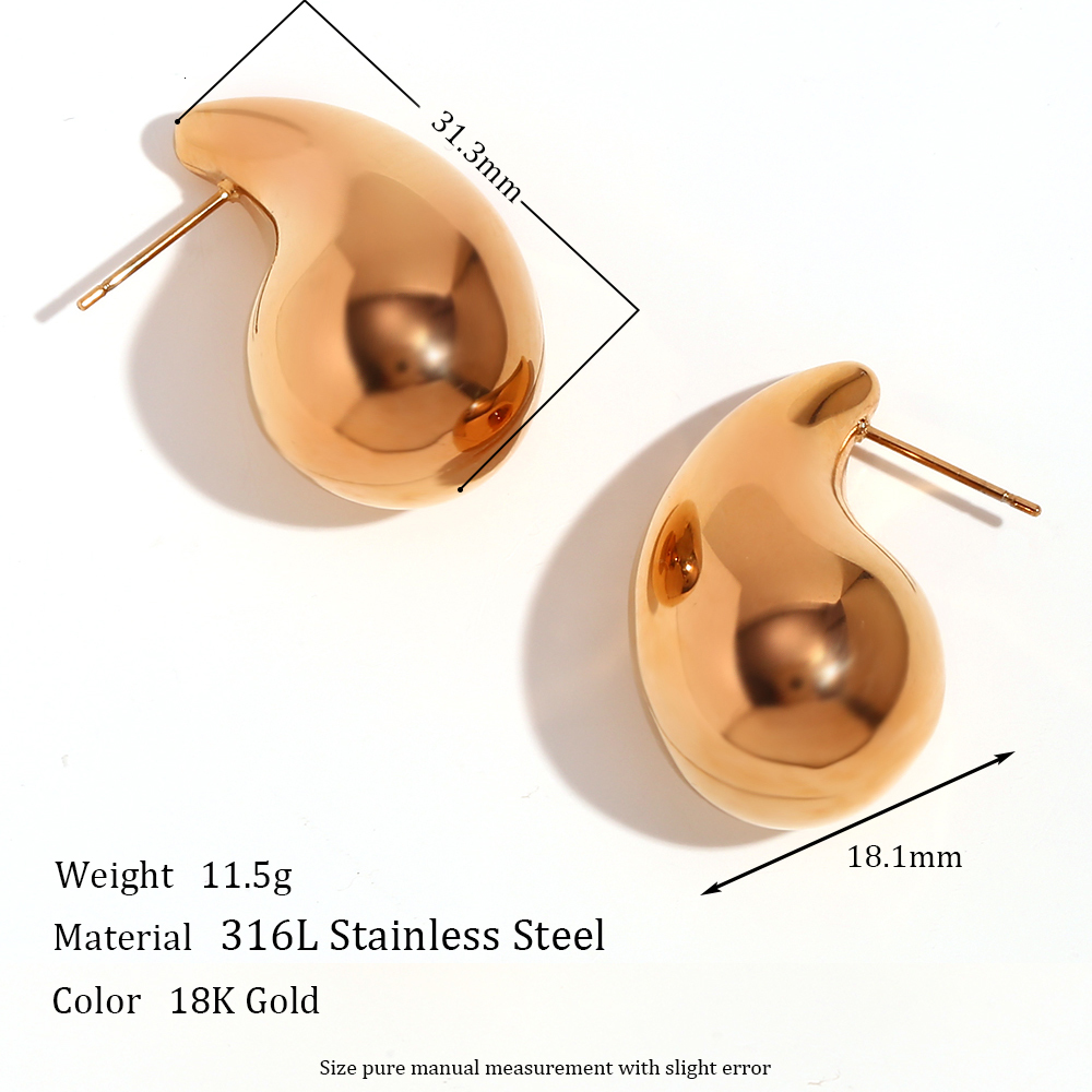 Charm Desinger Bold Stereoscopic Pear Drop Shape Stud Earrings For Woman Hollow Stainless Steel Gold Plated Silver Color Earring 230823