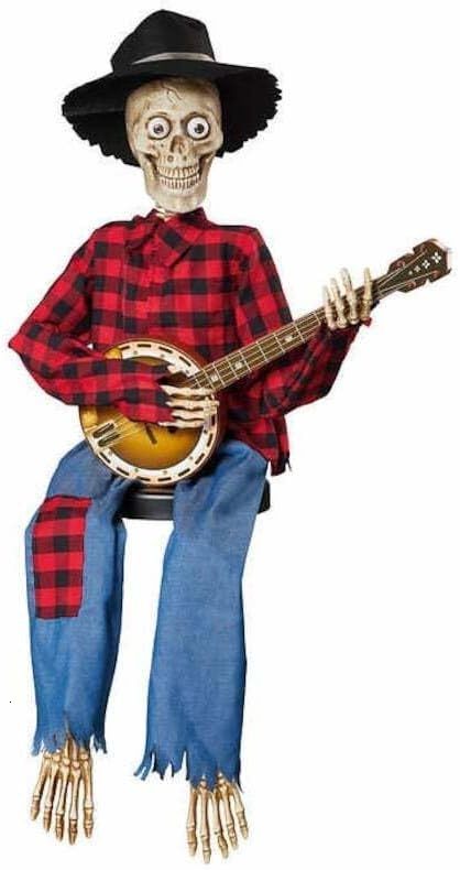 Decorative Objects Figurines Latest Horror Night Gifts-Funny Luminescent Animated Dueling Banjo Skeletons for Halloween 230823