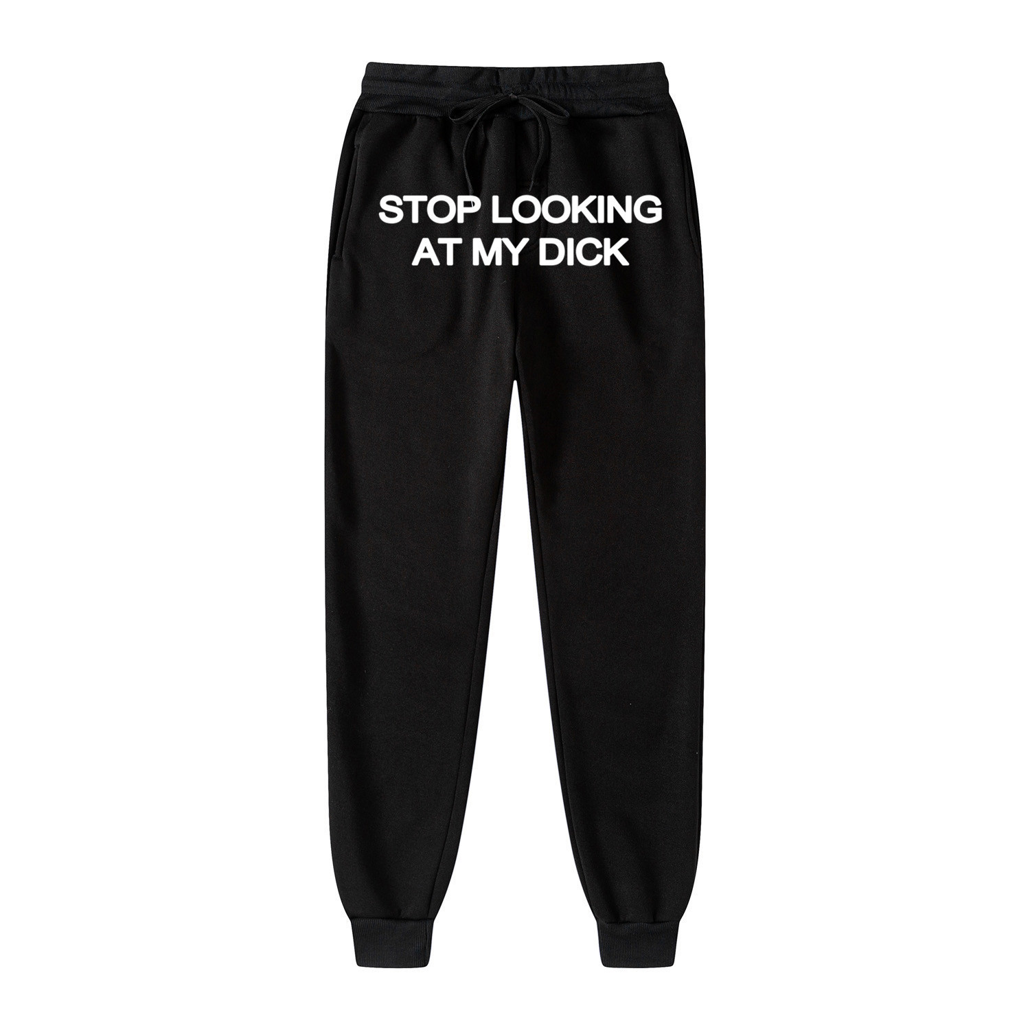Men's Pants Sweat pants men women runners stop looking at my dick sweatpants hip hop print high waist streetwear hippie 230824