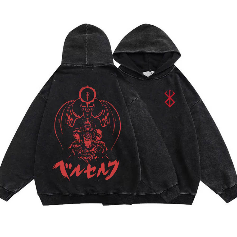 Men's Hoodies Sweatshirts Anime Casual Long Sleeve Sweater Oversized Berserk Hoodie Graphic Print Unisex Y2k Sweatshirt Guts Puck Top 230823