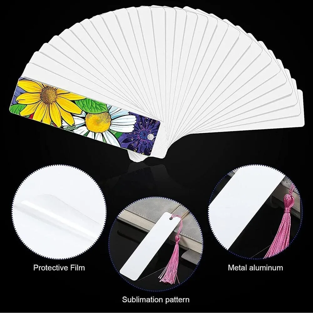 Sides Wholesale Sublimation Bookmark Blanks Double Printable Aluminum Metal Bookmarks Bulk DIY Bookmarks With Hole And Tassels LL