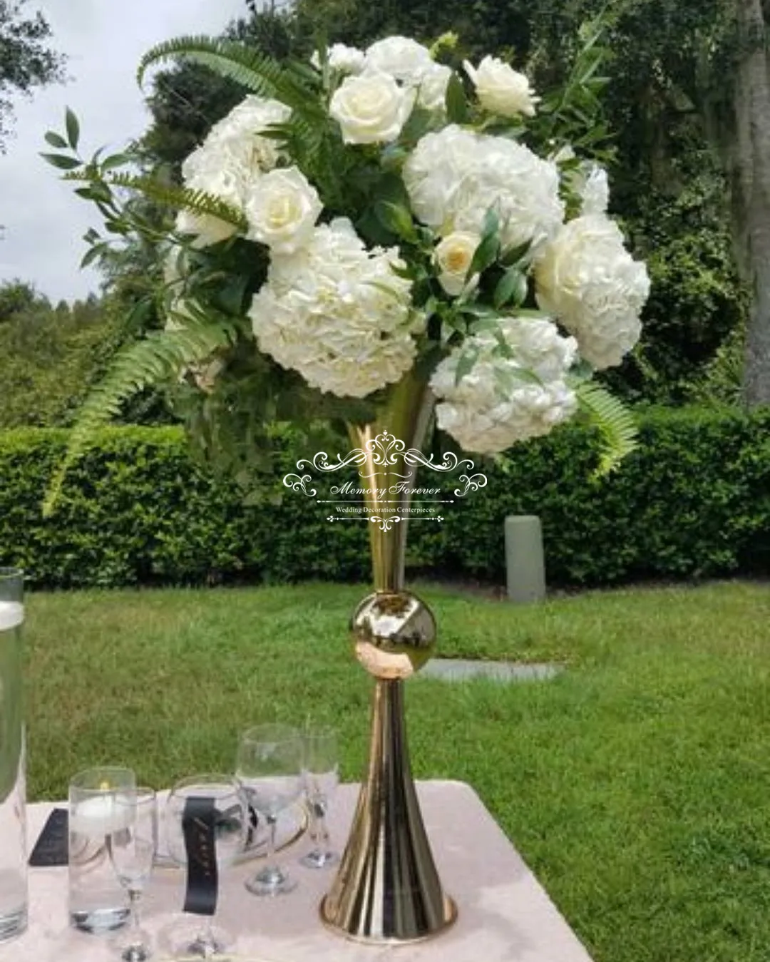 29 Inch Gold Reversible Trumpet Centerpiece Vase Wedding Decoration Table Centerpiece Gold Silver Floral Stand Trumpet VaseZZ