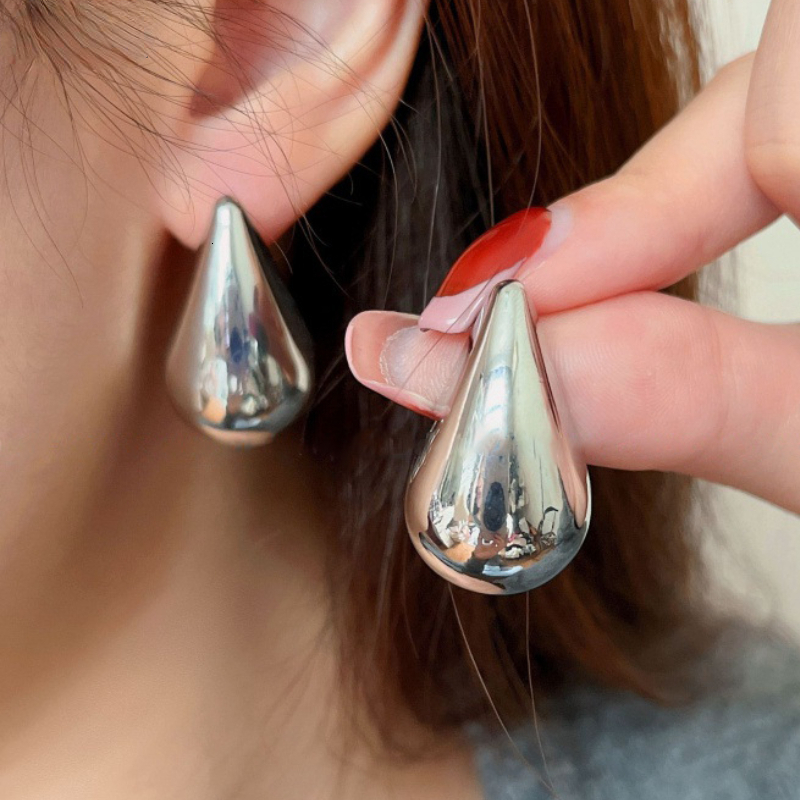 Stud Fashion Jewelry Large Water Drop Earrings For Women Girls Smooth Shiny Metal Party Wedding Gifts 230823