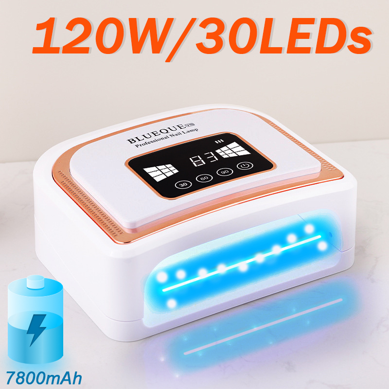 Nail Dryers Nail Lamp 120W White Light Rechargeable Gel Polish Dryer Wireless Nail Gel Cure Manicure Light 7800mAh Cordless Nail UV LED Lamp 230824