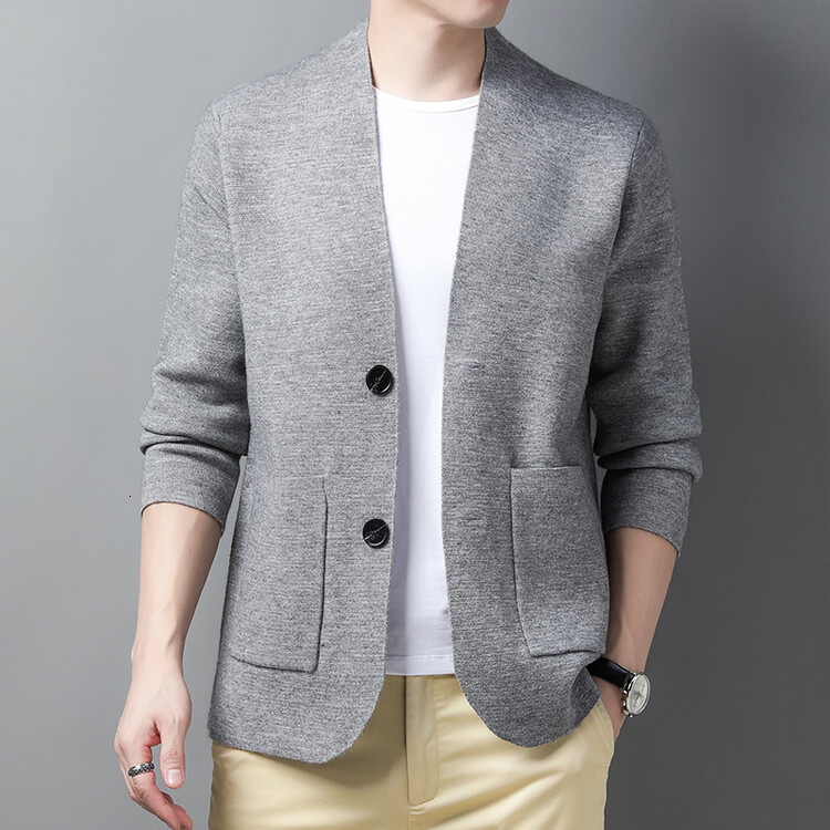 Men's Sweaters Men Knitted Blazer Coat Man Long Sleeve Cardigan 230823