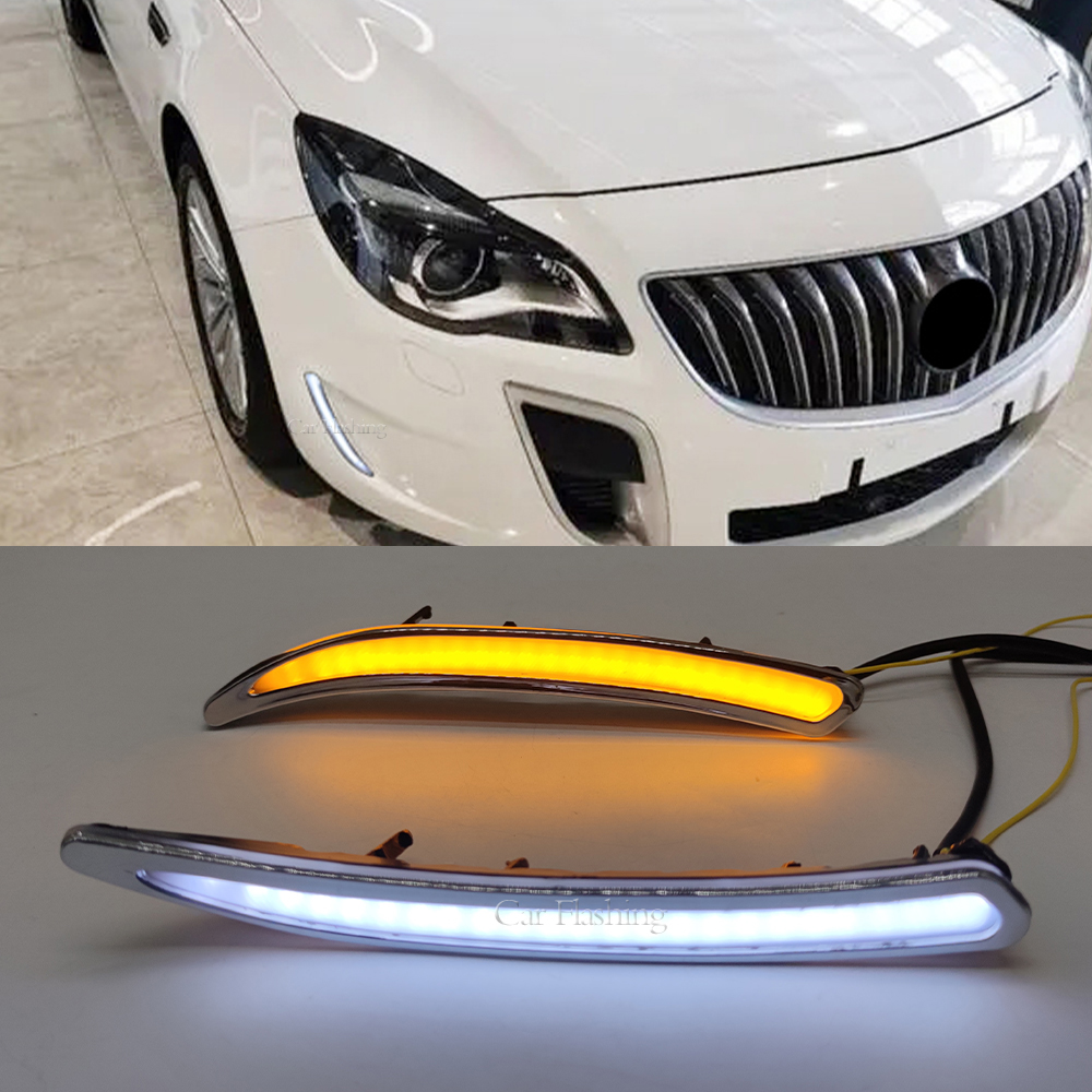 2PCS Car LED DRL For Buick Regal GS Opel Insignia 2010 2011 2012 2013 2014 2015 2016 Daytime Running Light with turn signal